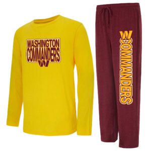 Men's Concepts Sport Burgundy/Gold Washington Commanders Meter Long Sleeve T-Shirt and Pants Sleep Set