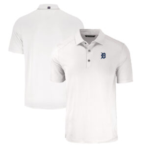 Men's Cutter & Buck White Detroit Tigers Big & Tall Forge Eco Stretch Recycled Polo