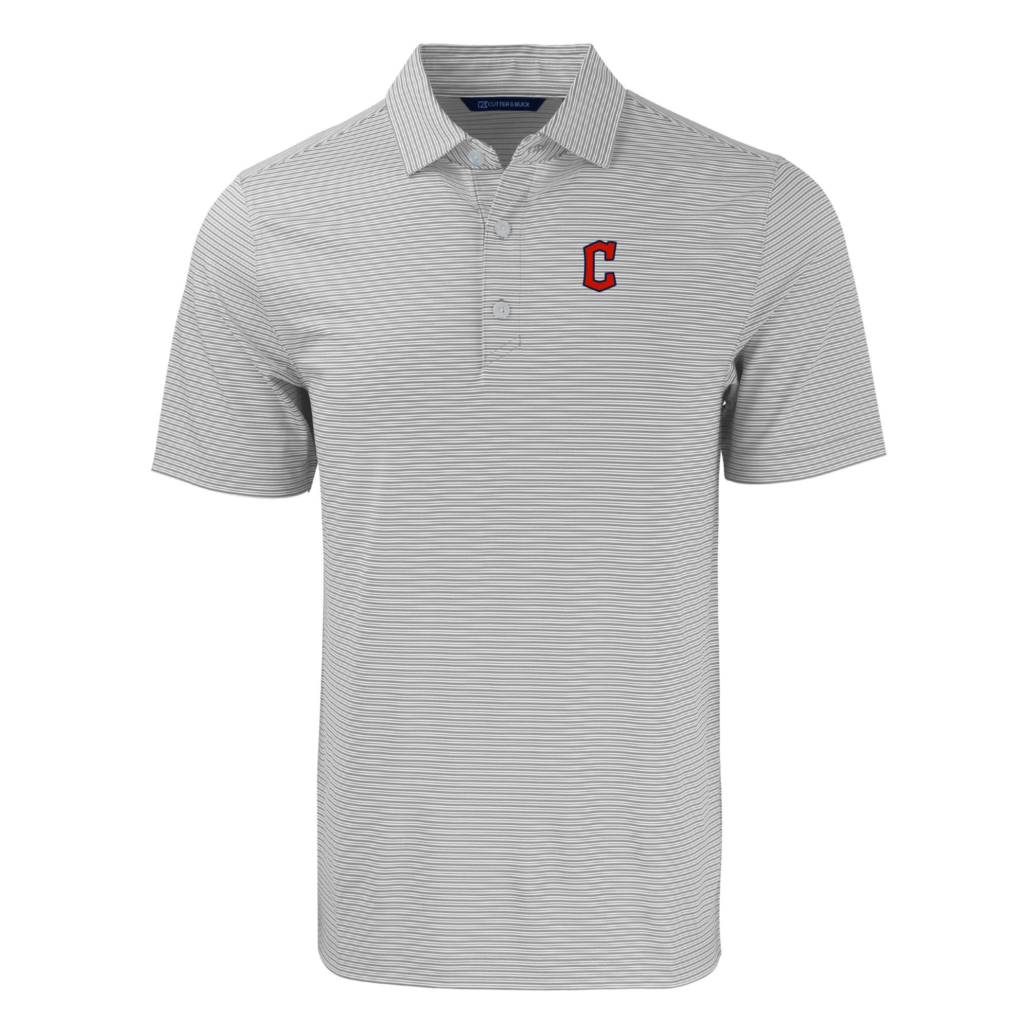 Men's Cutter & Buck Gray/White Cleveland Guardians Forge Eco Double Stripe Stretch Recycled Polo - Image 3