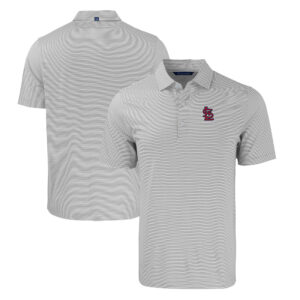 Men's Cutter & Buck Gray/White St. Louis Cardinals Forge Eco Double Stripe Stretch Recycled Polo
