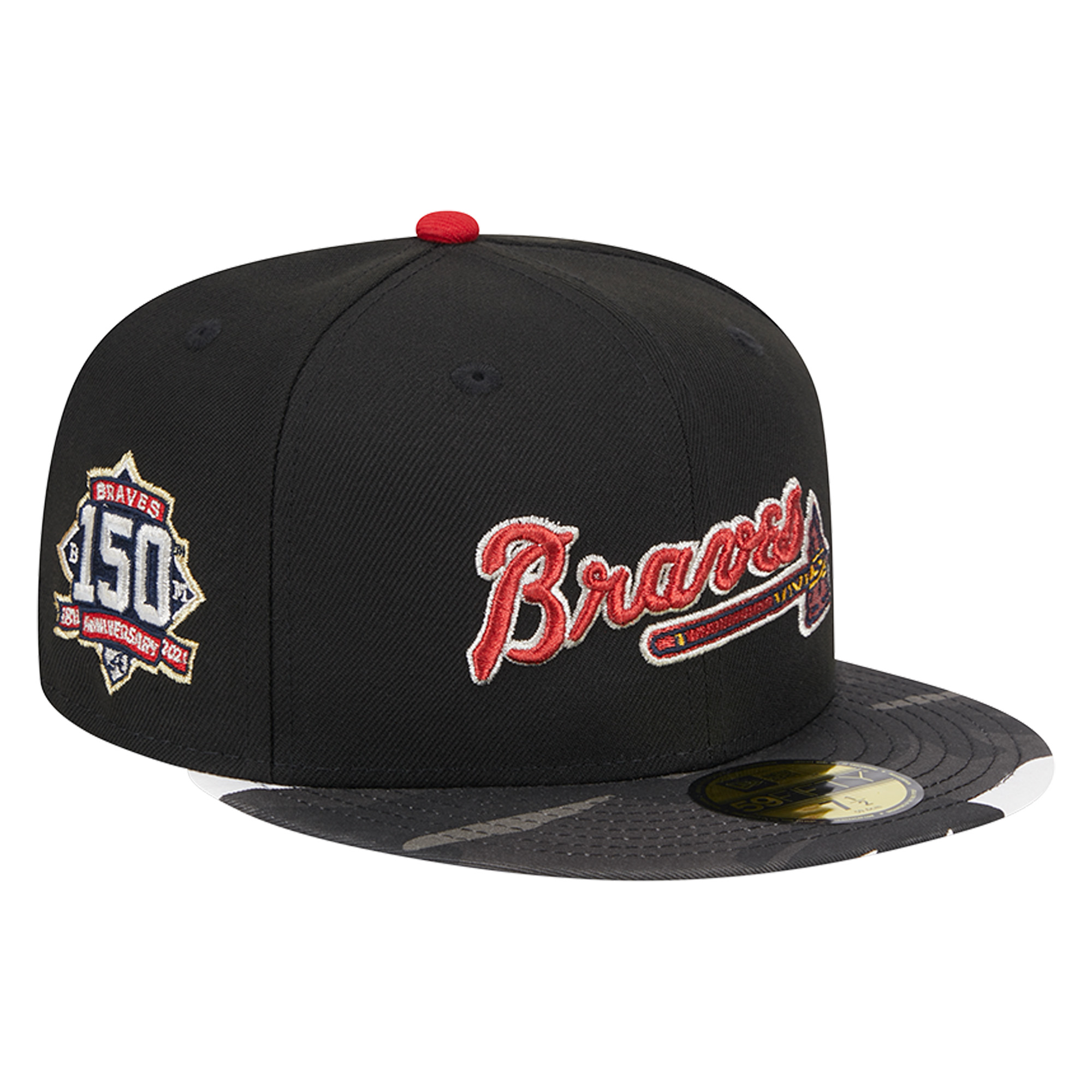 Men's New Era Black Atlanta Braves Metallic Camo 59FIFTY Fitted Hat - Image 7