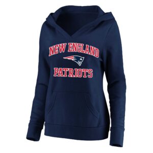 Women's Fanatics Navy New England Patriots Plus Size Heart and Soul V-Neck Pullover Hoodie