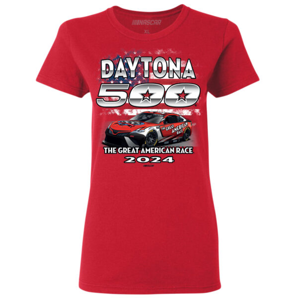 Women's Checkered Flag Sports  Red 2024 Daytona 500 Graphic Car T-Shirt - Image 6