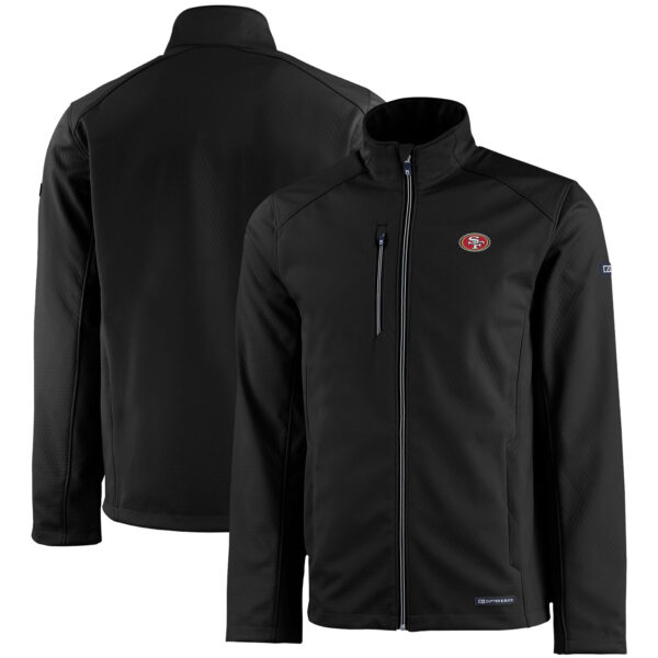 Men's Cutter & Buck Black San Francisco 49ers Evoke Eco Softshell Recycled Full-Zip Jacket - Image 5
