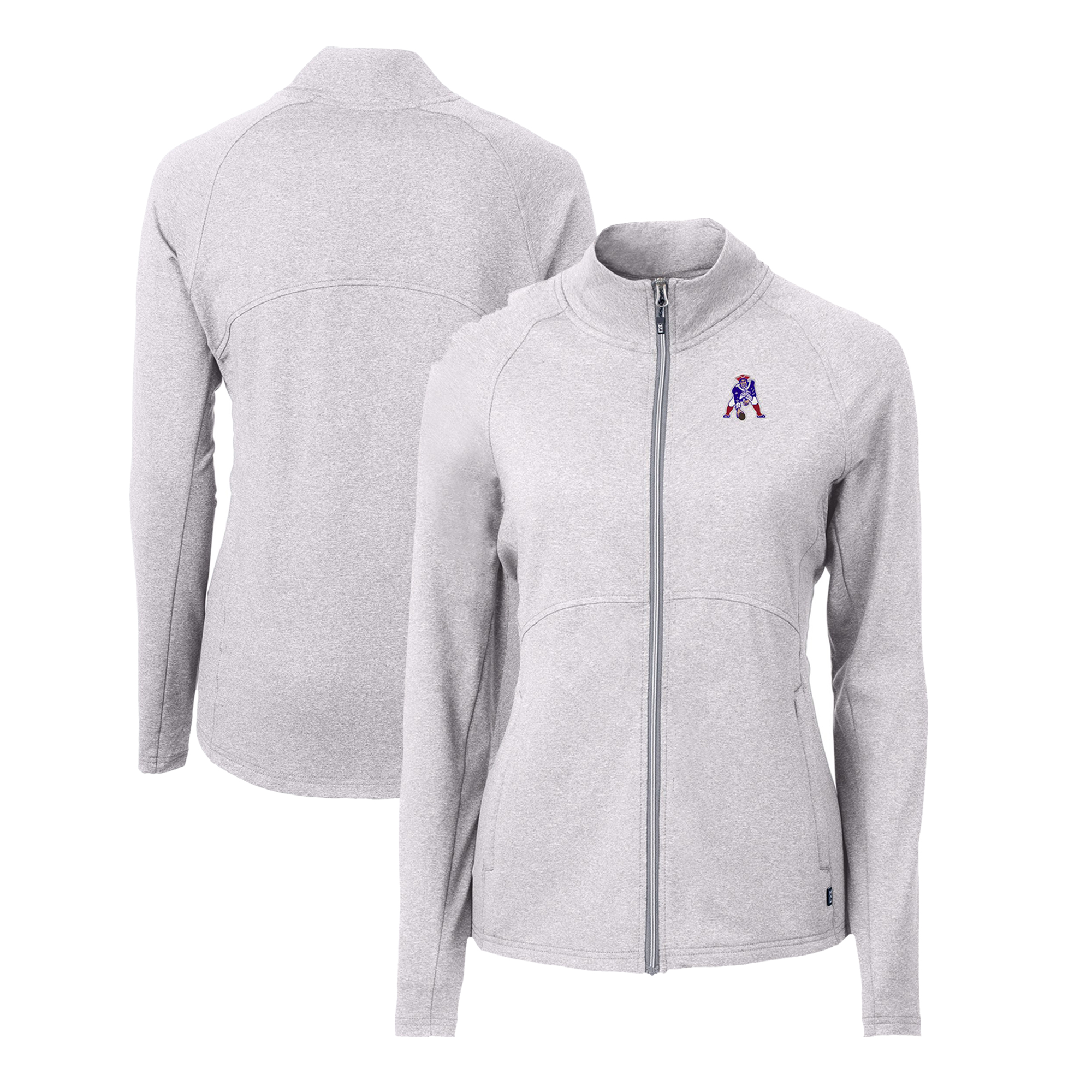 Women's Cutter & Buck Heather Gray New England Patriots Adapt Eco Knit Recycled Full-Zip Jacket - Image 3