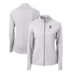 Women's Cutter & Buck  Heather Gray New England Patriots Adapt Eco Knit Recycled Full-Zip Jacket
