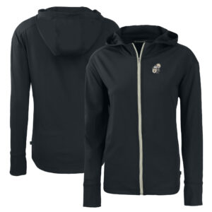 Women's Cutter & Buck  Black New Orleans Saints Throwback Daybreak Eco Recycled Half-Zip Hoodie