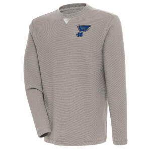 Men's Antigua  Oatmeal St. Louis Blues Flier Bunker Tri-Blend Pullover Sweatshirt