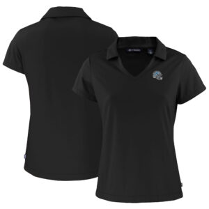 Women's Cutter & Buck  Black Detroit Lions Helmet Daybreak Eco Recycled V-Neck Polo