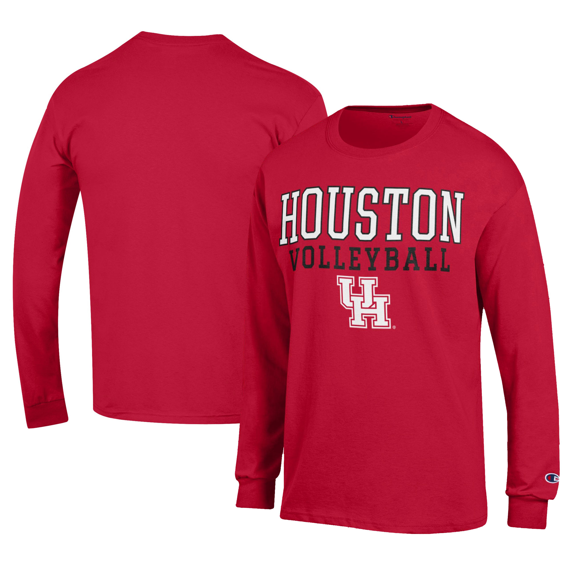 Men's Champion Red Houston Cougars Stacked Logo Volleyball Jersey Long Sleeve T-Shirt