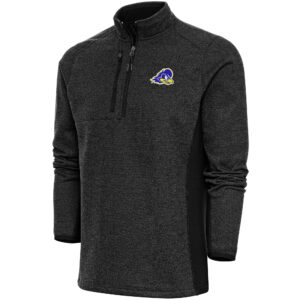 Men's Antigua  Heather Black Delaware Fightin' Blue Hens Course Quarter-Zip Top