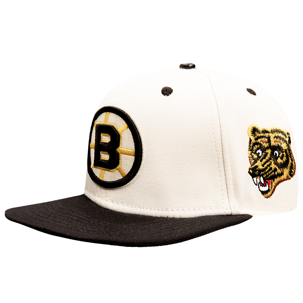 Men's Pro Standard Cream Boston Bruins Retro Classic Logo Snapback Hat - Image 4
