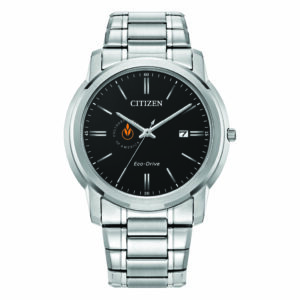 Men's Citizen Watch Silver Culinary Institute of America Steels Eco-Drive Black Dial Stainless Steel Watch