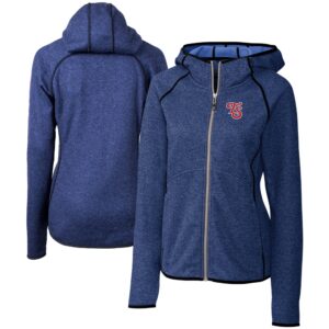 Women's Cutter & Buck  Heather Blue Tennessee Smokies Mainsail Sweater Knit Raglan Full-Zip Hoodie