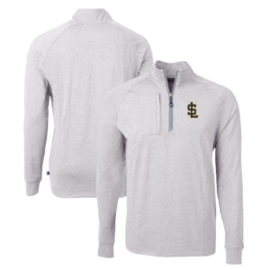 Men's Cutter & Buck  Heather Gray Salt Lake Bees Adapt Eco Knit Heather Recycled Quarter-Zip Pullover