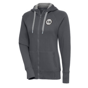 Women's Antigua  Charcoal Detroit Pistons Metallic Logo Victory Full-Zip Hoodie