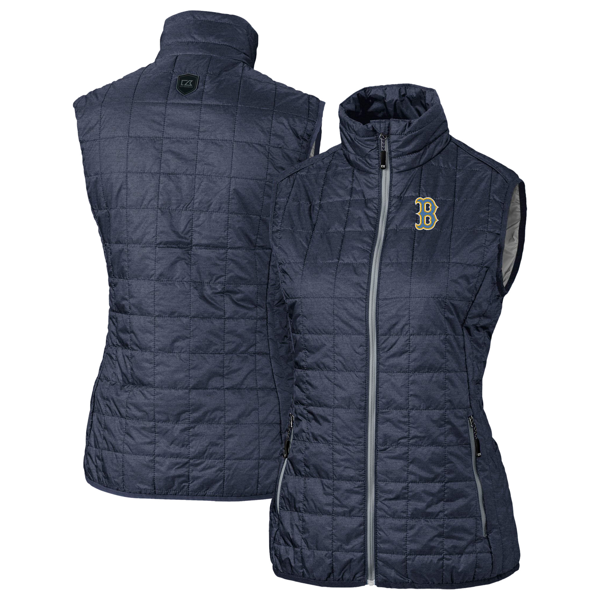 Women's Cutter & Buck Anthracite Boston Red Sox City Connect Rainier PrimaLoft Eco Insulated Full-Zip Puffer Vest