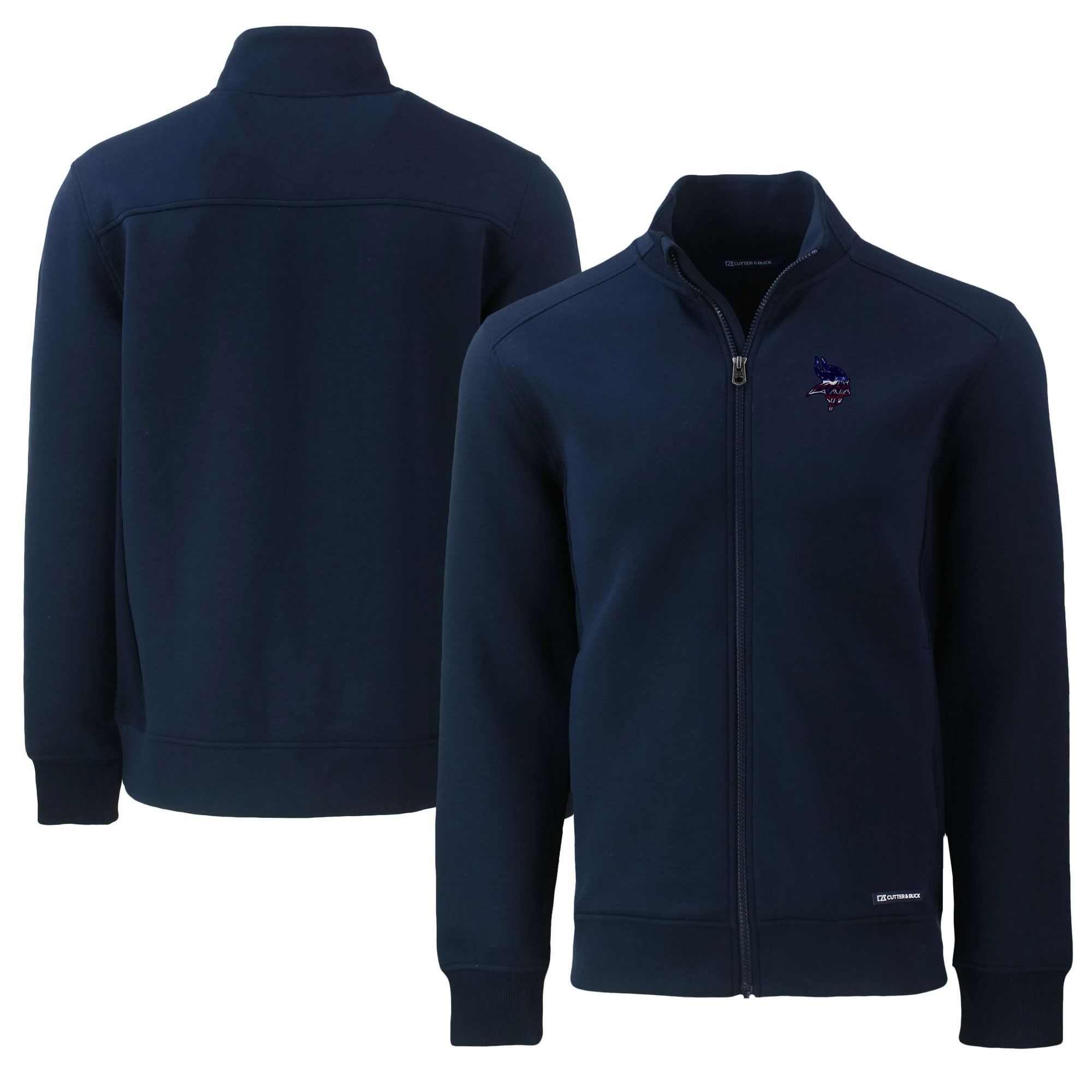 Men's Cutter & Buck Navy Minnesota Vikings Americana Roam Eco Recycled Full-Zip Jacket