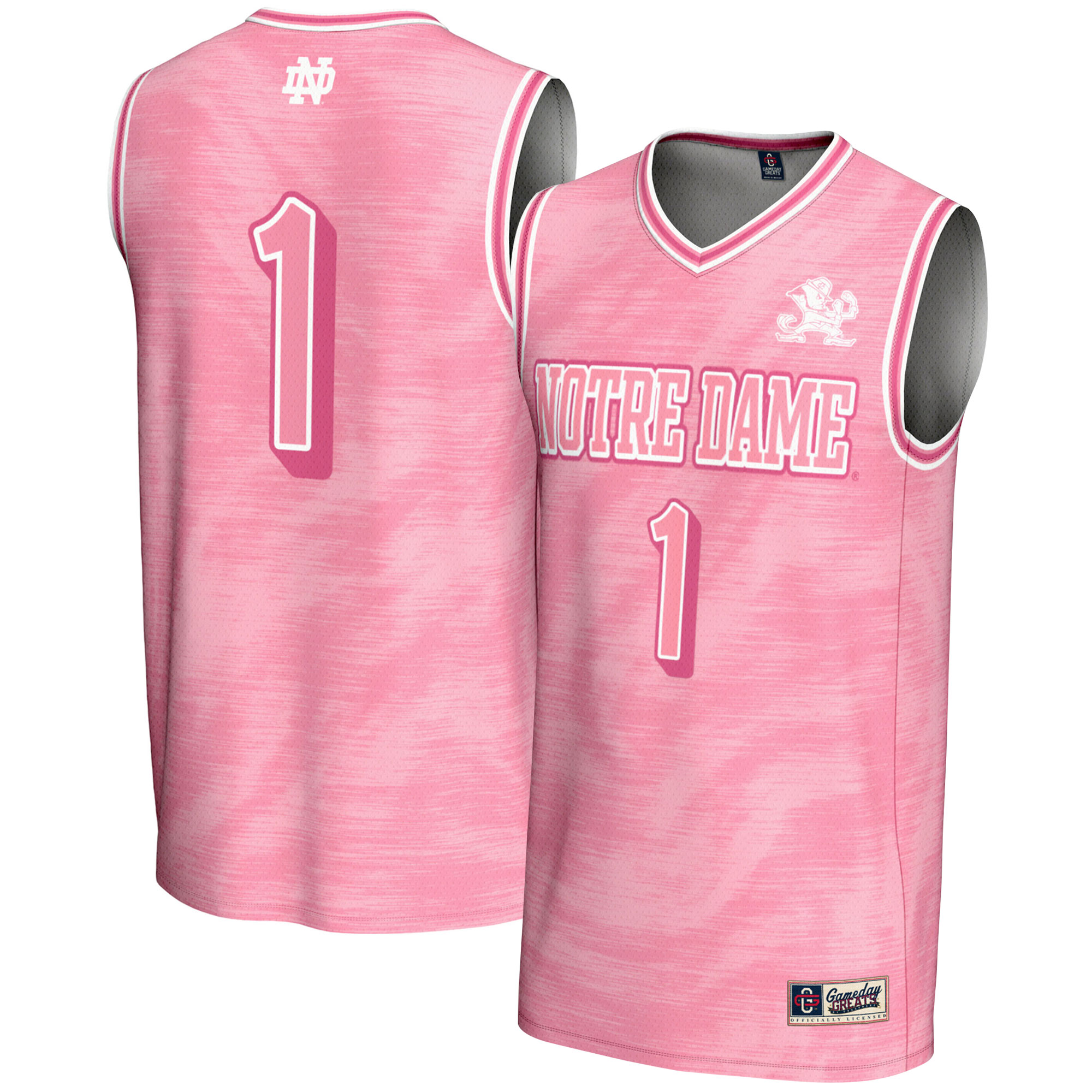 Youth GameDay Greats #1 Pink Notre Dame Fighting Irish Lightweight Basketball Fashion Jersey - Image 5