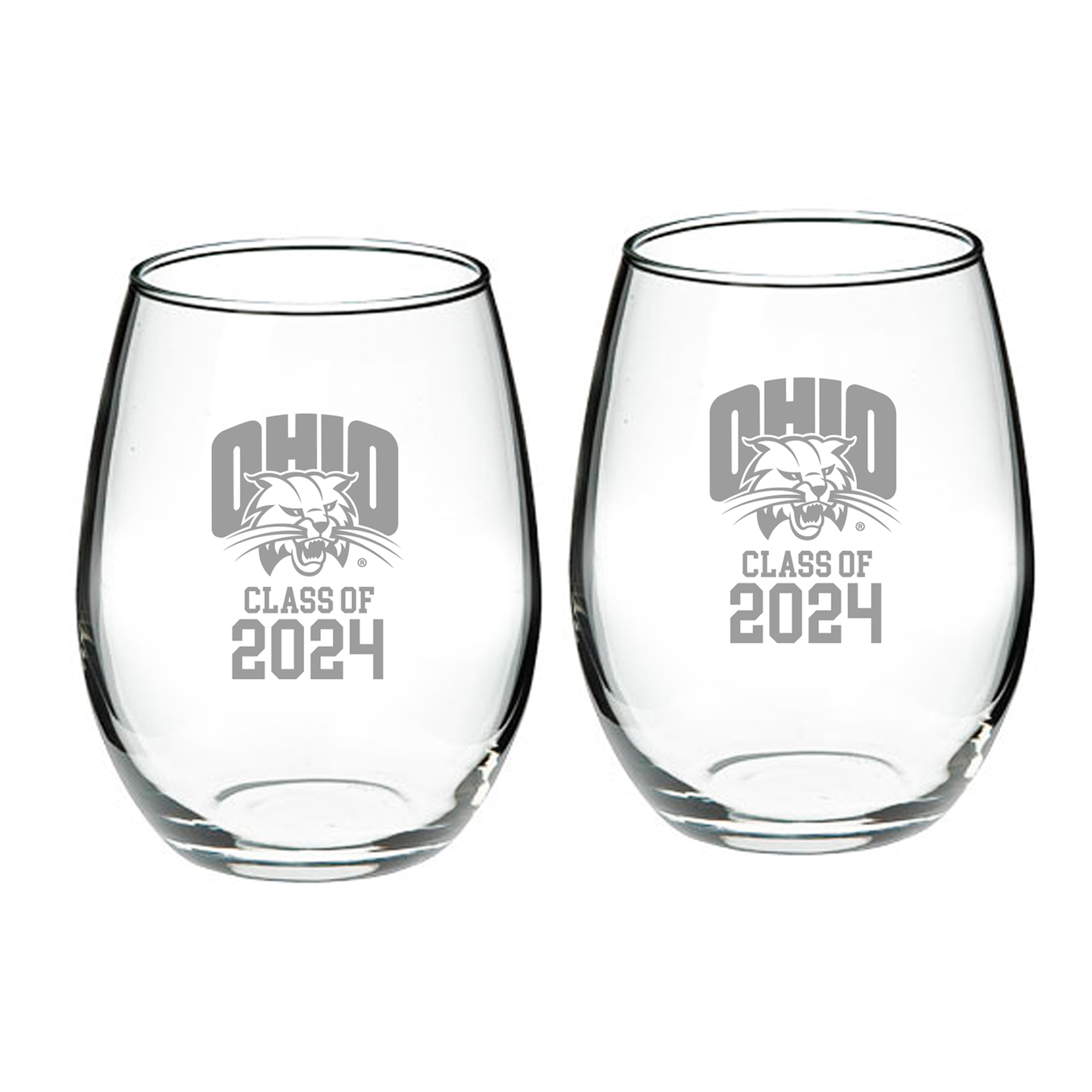 Ohio Bobcats Class of 2024 21oz. Two-Piece Stemless Wine Glass Set - Image 3