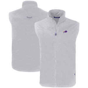 Men's Cutter & Buck Gray Buffalo Bills Primary Mark Big & Tall Charter Eco Full-Zip Vest