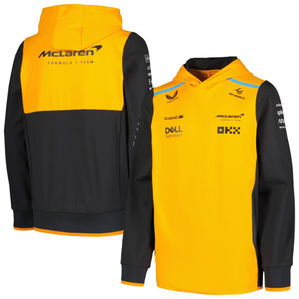 Youth Castore Orange/Charcoal McLaren F1 Team 2024 Team Pullover Hoodie - Image 5