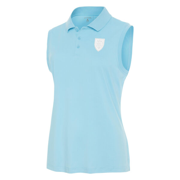 Women's Antigua Powder Blue Real Salt Lake White Logo Sleeveless Recap Polo