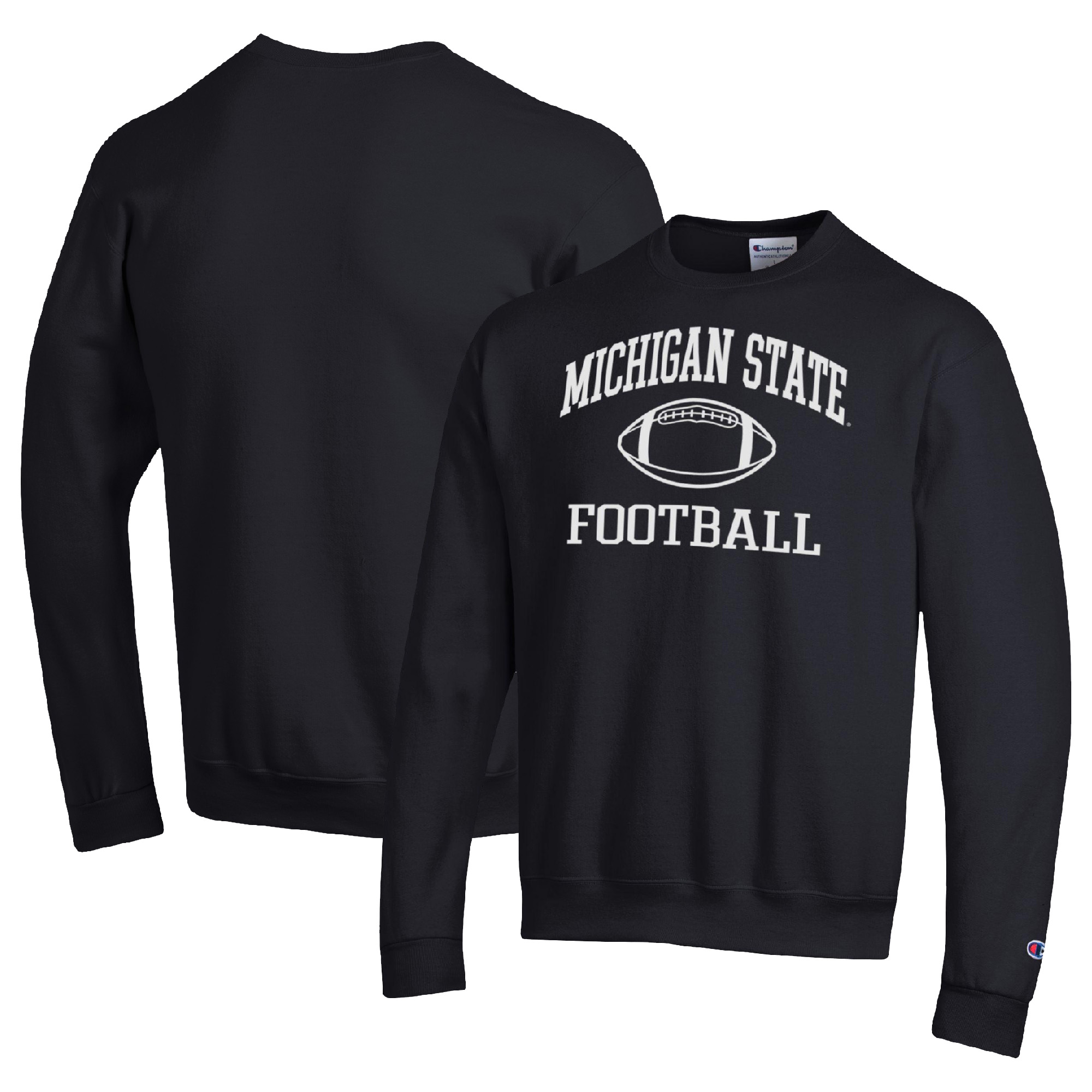 Men's Champion Black Michigan State Spartans Football Icon Pullover Sweatshirt - Image 7