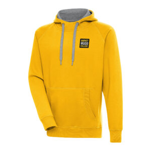 Men's Antigua Gold Harvey Mudd College  Victory Raglan Sleeve Pullover Hoodie