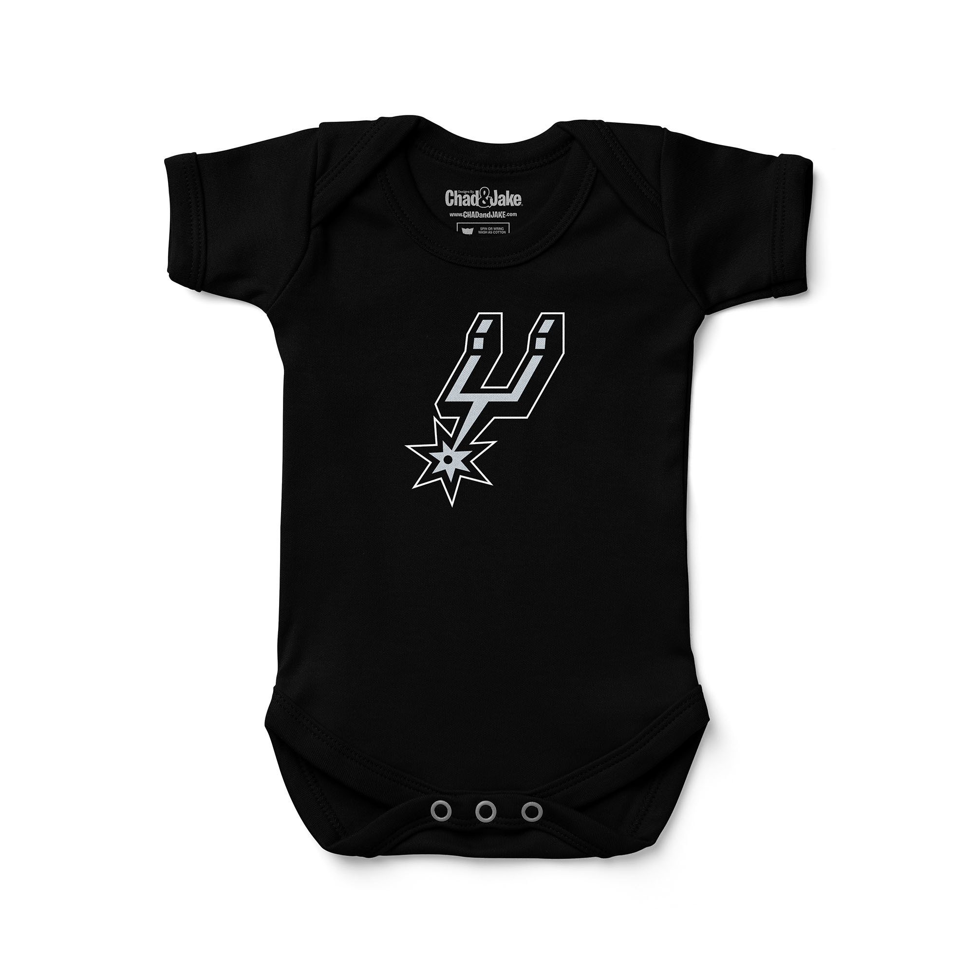 Newborn & Infant Chad & Jake Black San Antonio Spurs Primary Logo Bodysuit