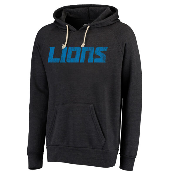 Men's Majestic Threads  Black Detroit Lions Raglan Tri-Blend Pullover Hoodie - Image 6