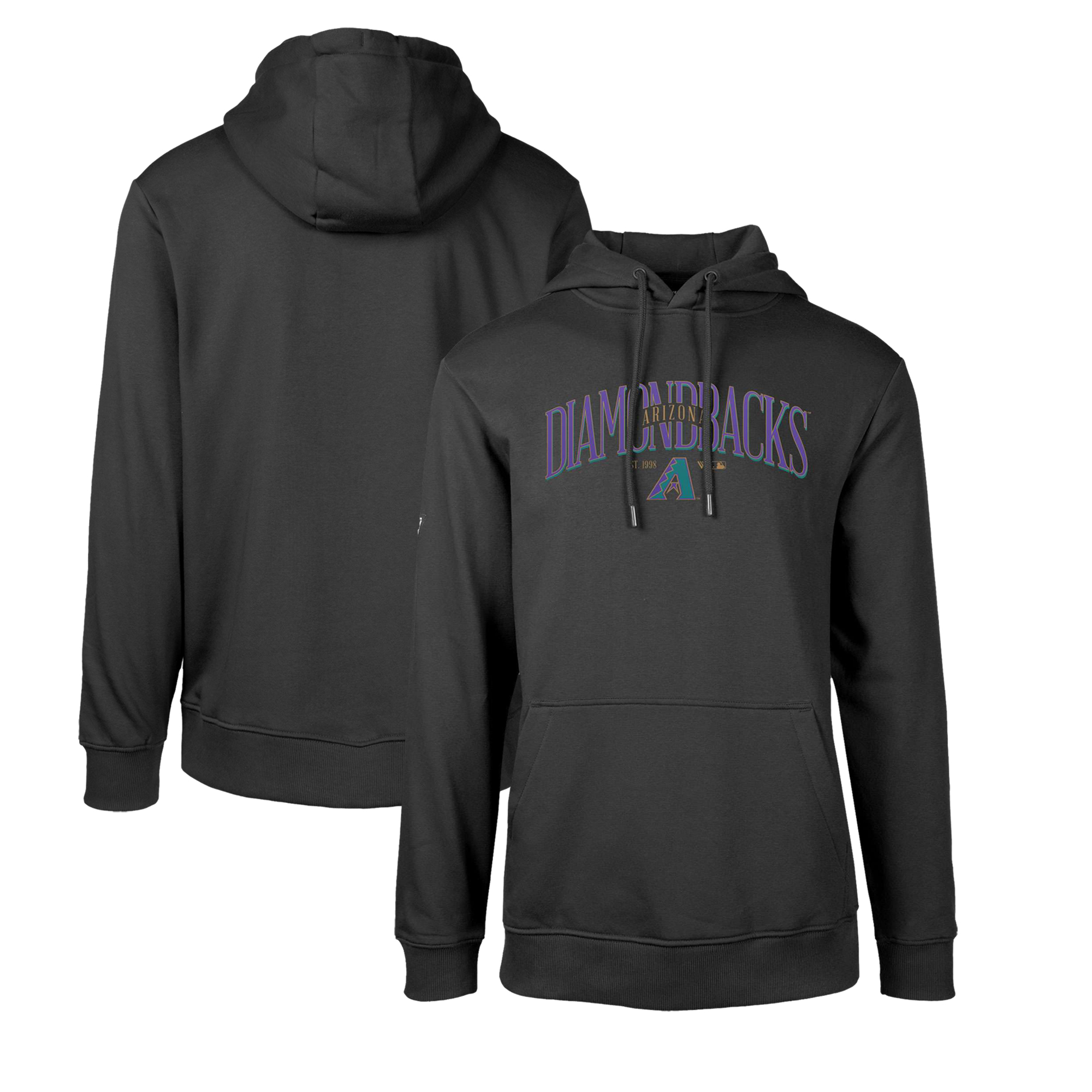 Men's Levelwear Black Arizona Diamondbacks Cooperstown Collection Podium Retro Spellout Pullover Hoodie - Image 2