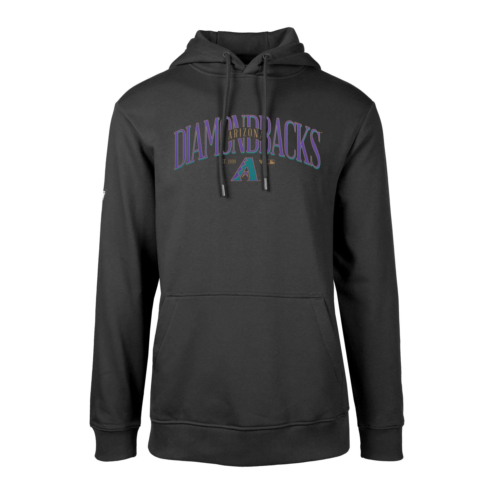 Men's Levelwear Black Arizona Diamondbacks Cooperstown Collection Podium Retro Spellout Pullover Hoodie - Image 3
