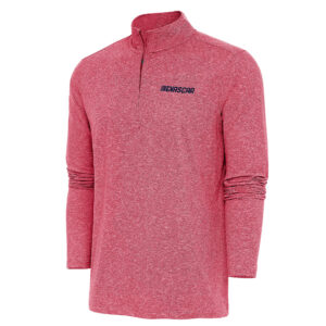 Men's Antigua  Heather Red NASCAR Patriotic Hunk Quarter-Zip Pullover Top