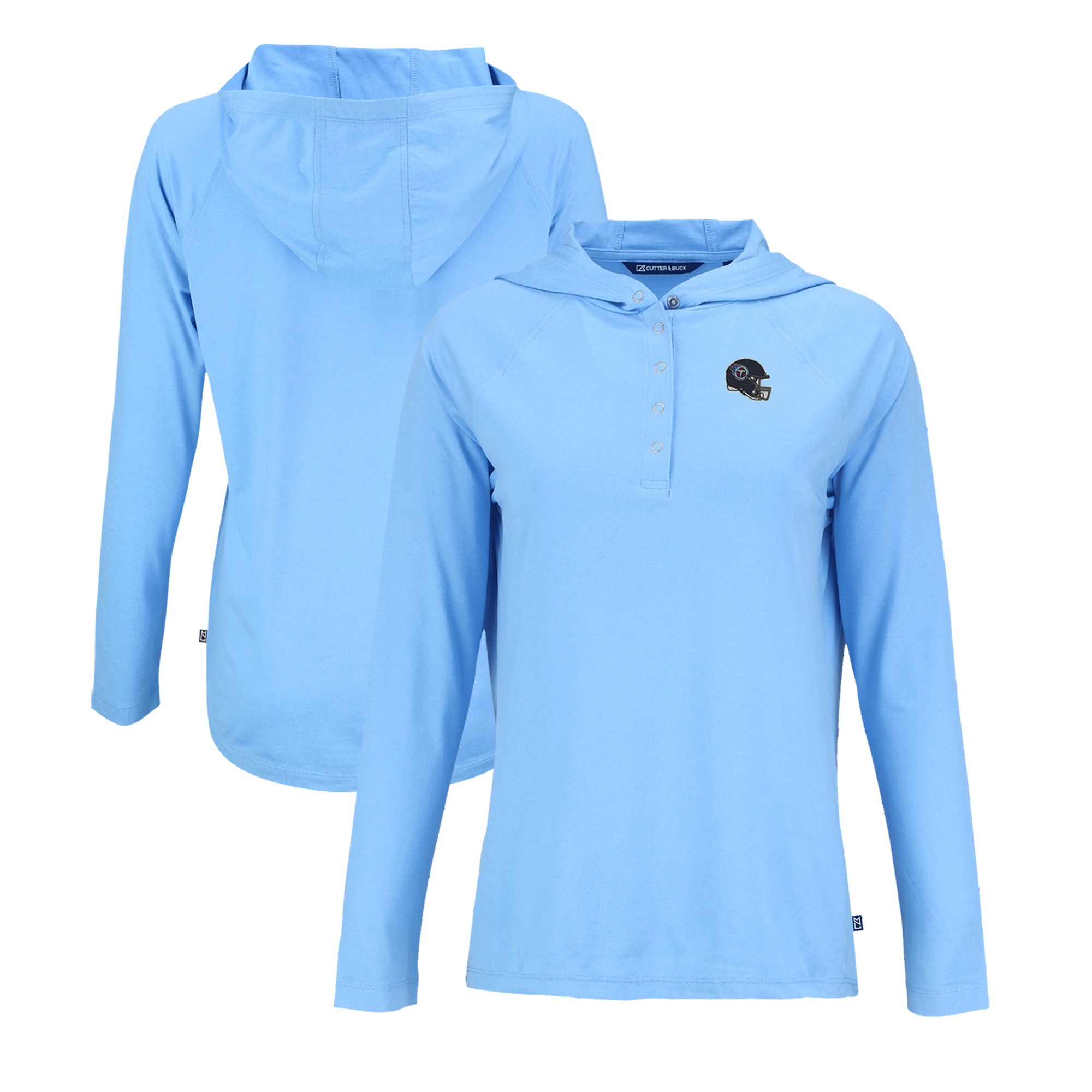 Women's Cutter & Buck Light Blue Tennessee Titans Coastline Epic Comfort Eco Recycled Raglan Pullover Hoodie