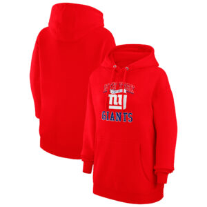 Women's G-III 4Her by Carl Banks Red New York Giants Team Logo Graphic Fleece Tri-Blend Pullover Hoodie