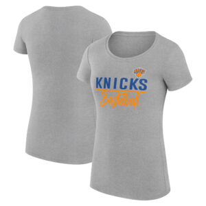Women's G-III 4Her by Carl Banks Heather Gray New York Knicks Team Sport Fitted V-Neck T-Shirt