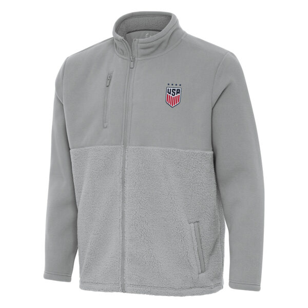 Men's Antigua Gray USWNT Daily Fused Full-Zip Jacket