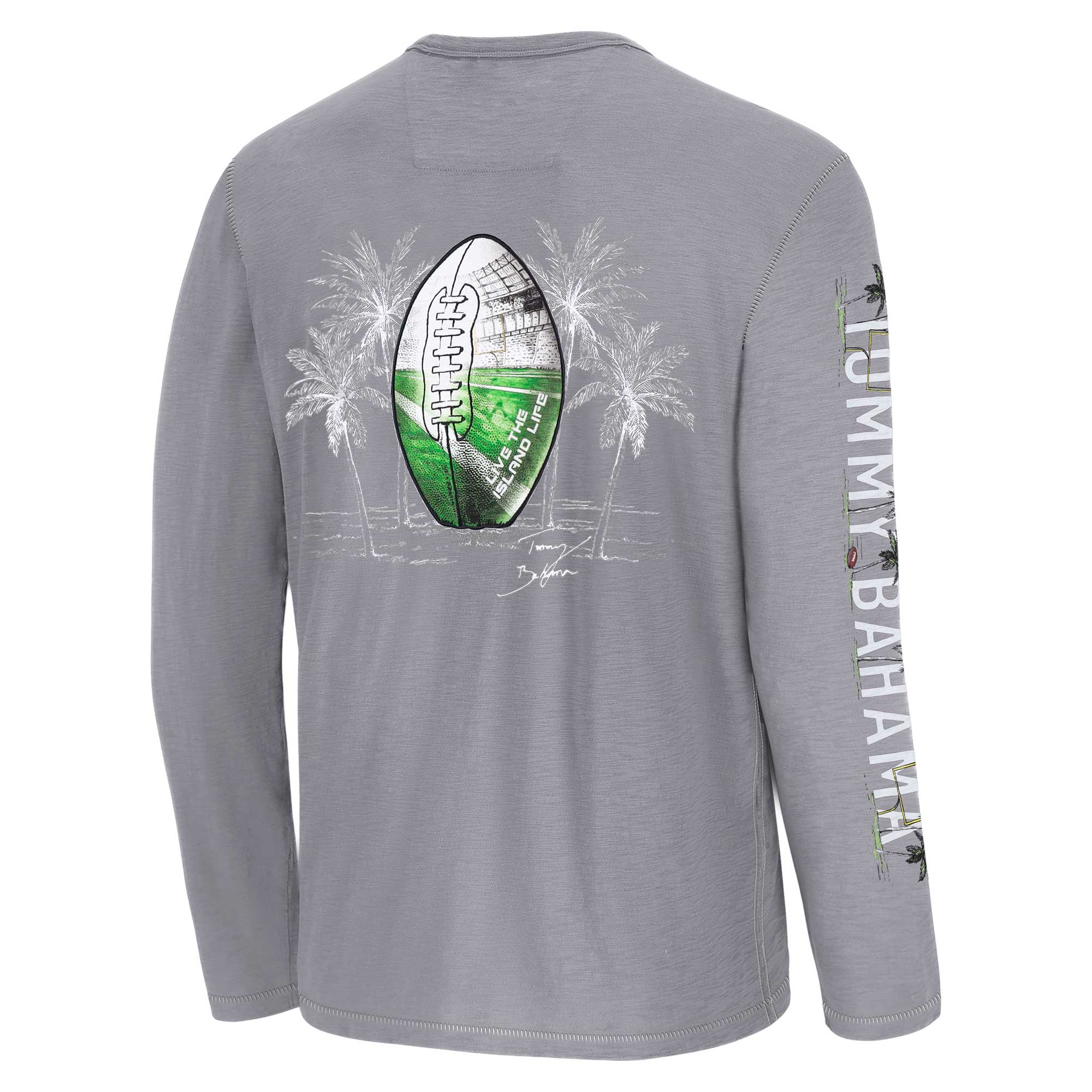 Men's Tommy Bahama Gray Miami Dolphins Oasis Endzone Lux Long Sleeve T-Shirt - Image 7