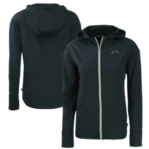 Women's Cutter & Buck Navy Los Angeles Chargers Daybreak Eco Recycled Full-Zip Hoodie