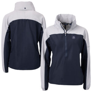 Women's Cutter & Buck Navy/Gray Seattle Mariners Charter Eco Recycled Half-Zip Anorak Jacket