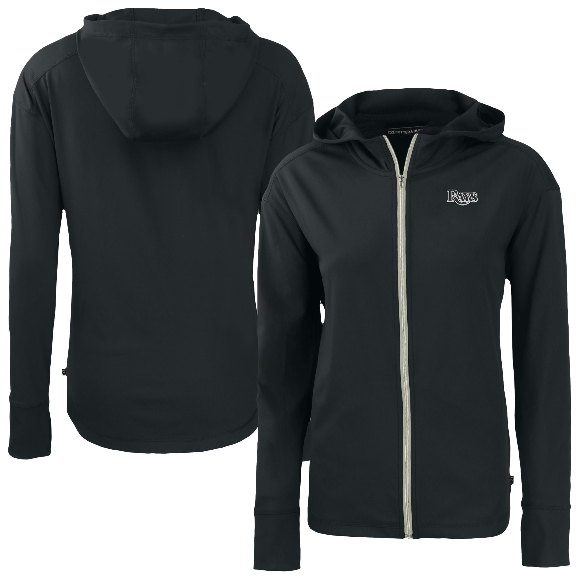Women's Cutter & Buck Black Tampa Bay Rays Daybreak Eco Recycled Full-Zip Hoodie - Image 2