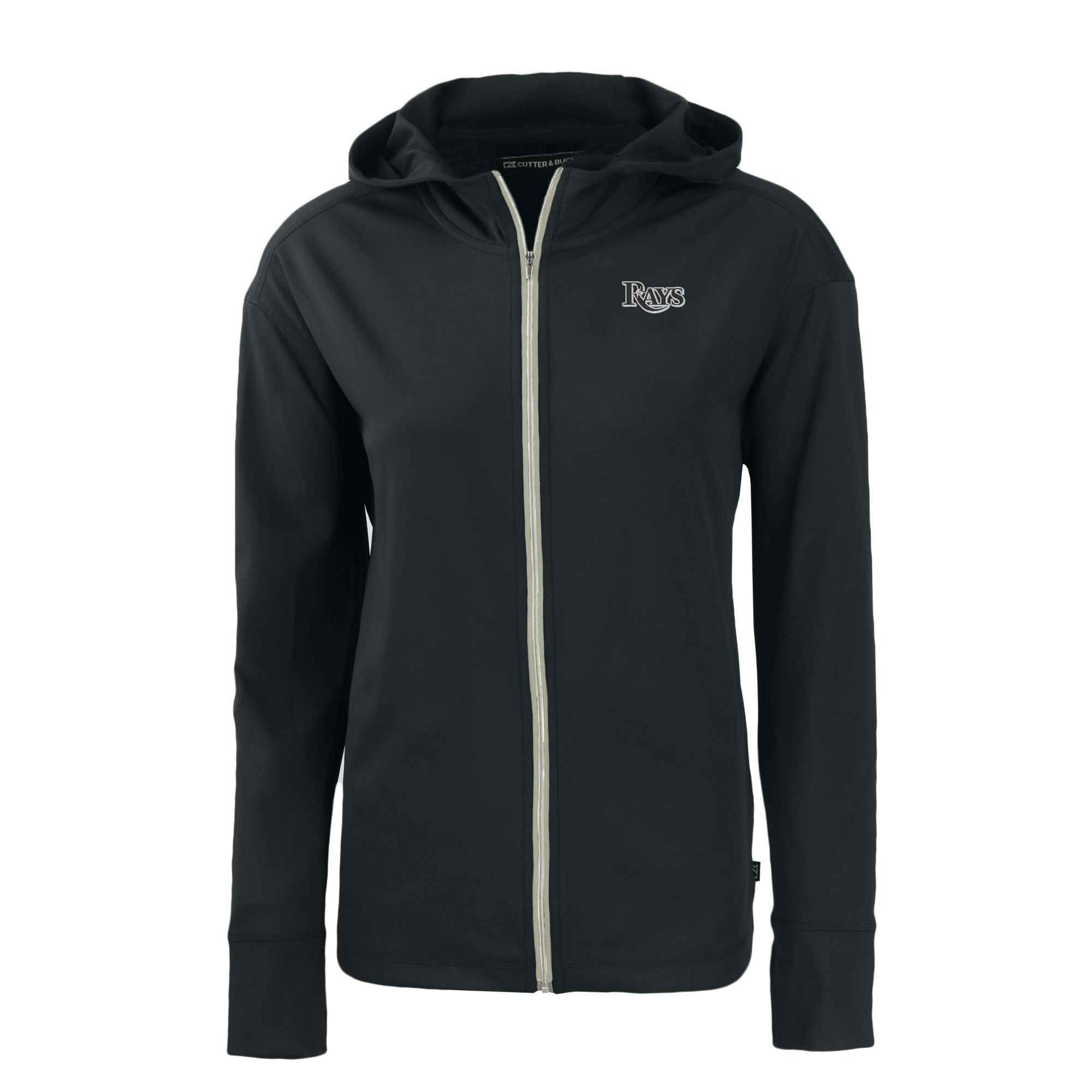 Women's Cutter & Buck Black Tampa Bay Rays Daybreak Eco Recycled Full-Zip Hoodie - Image 3