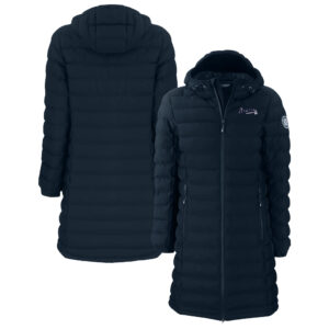 Women's Cutter & Buck  Navy Atlanta Braves Mission Ridge Repreve Eco Insulated Long Puffer Jacket