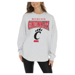 Women's Gameday Couture  Ash Cincinnati Bearcats Relaxed Fit French Terry Pullover Sweatshirt