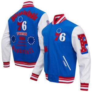 Men's Pro Standard Royal Philadelphia 76ers Old English Full-Zip Varsity Jacket