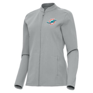 Women's Antigua  Gray Miami Dolphins Regard Full-Zip Jacket