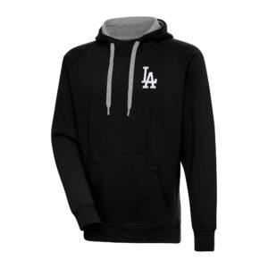 Men's Antigua Black Los Angeles Dodgers Big & Tall Victory Pullover Hoodie