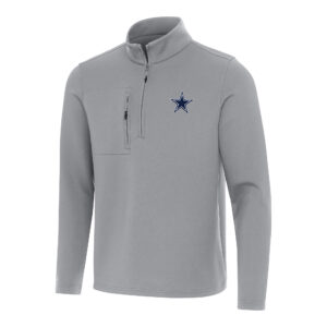 Men's Antigua Gray Dallas Cowboys Insider Quarter-Zip Pullover Top