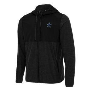 Men's Antigua Black/Charcoal Dallas Cowboys  Sway Full-Zip Hoodie